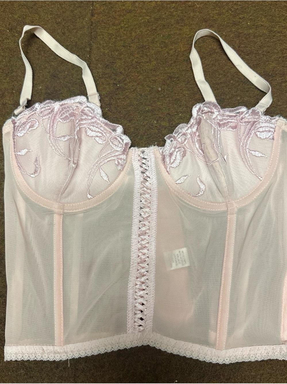 Delicate Lace Longline Bustier - Light Pink